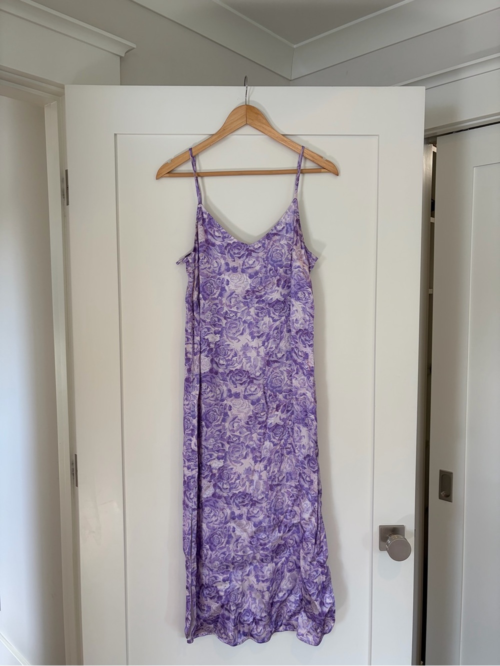 Ganni Lavender Purple Floral Midi Slip Dress